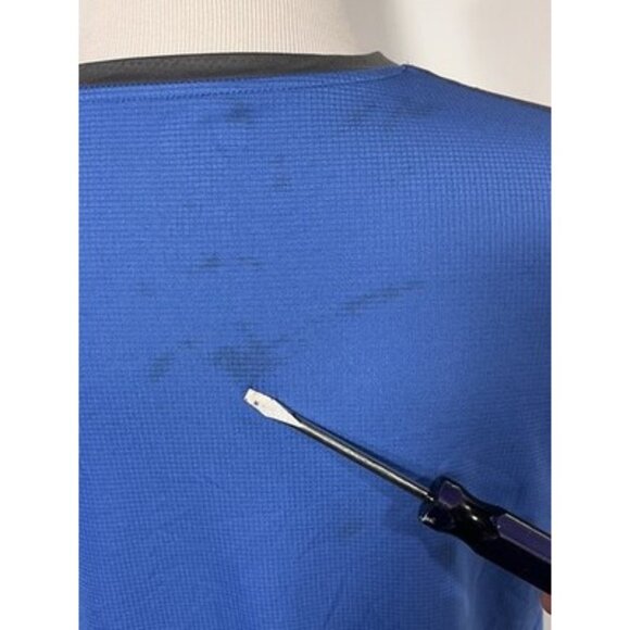 Large Detroit Lions NFL Team Apparel TX3 Cool T Shirt Blue Gray Logo Stained - Picture 5 of 11